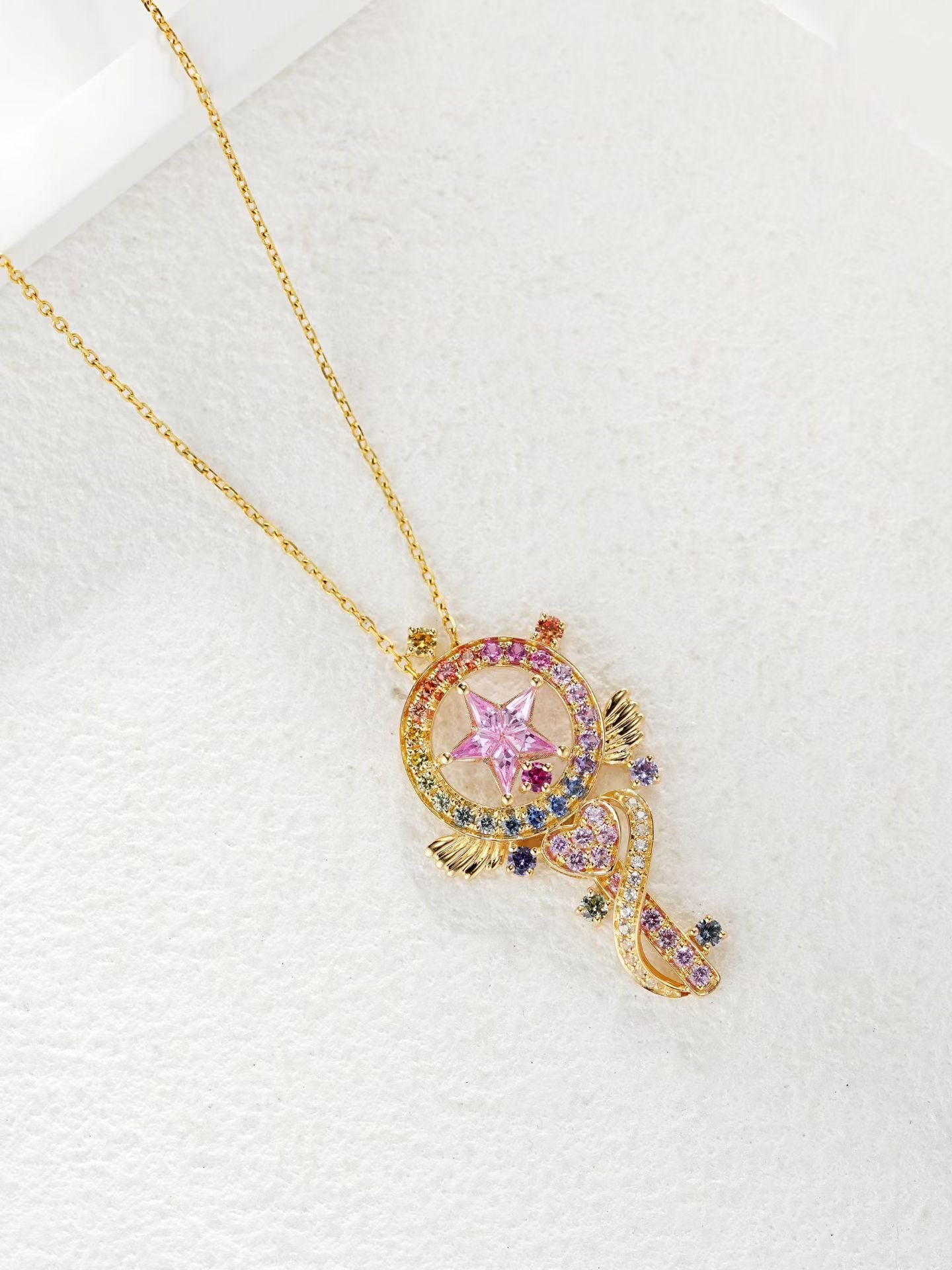 Music Rainbow Sapphire 18k Gold Pendant (Item No. SA142）