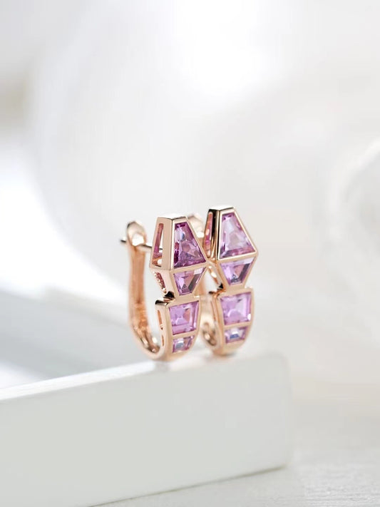 Snake Rainbow Sapphire 18K Gold Earring (Item No. SA008）