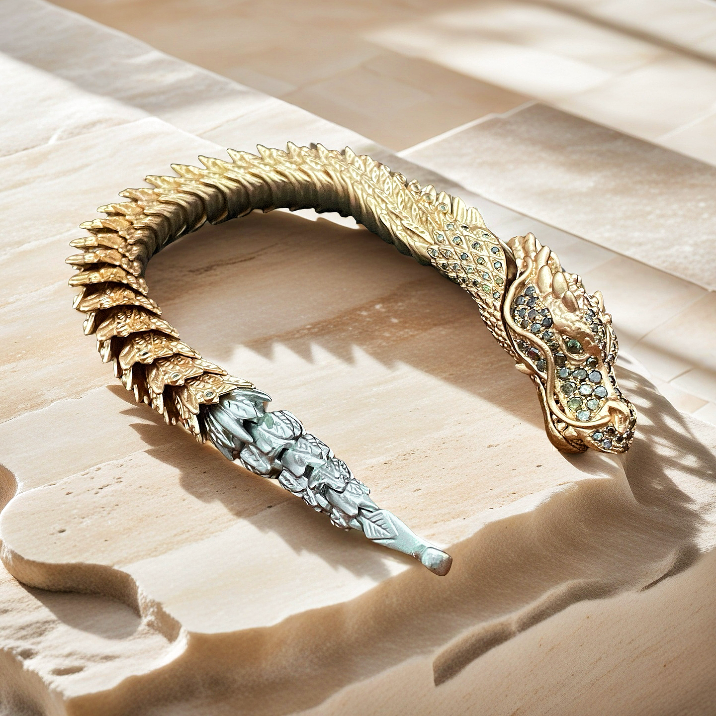 Gold Dragon Diamond Bracelet Chain (Item No. GB0023)