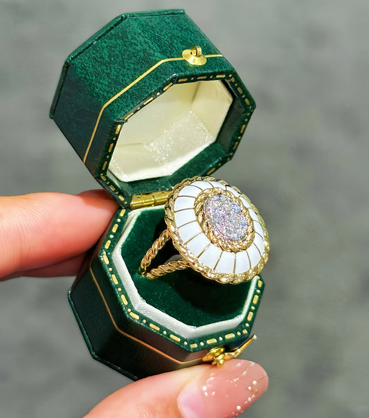 Enamel 18k Gold Diamond Ruby Ring (Item No. VT452）