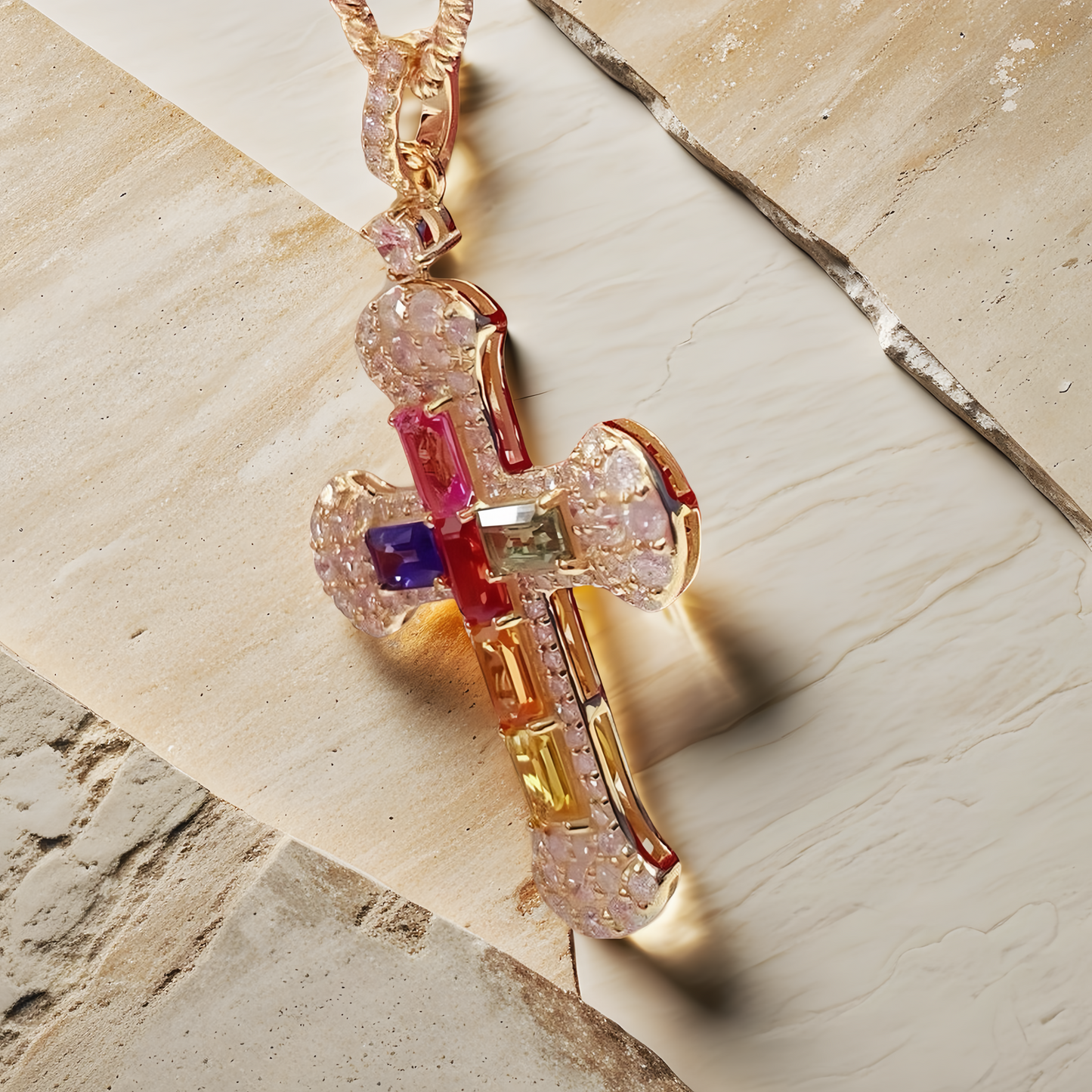 Vintage Cross 18k Gold Diamond Pendant (Item No. VT163）