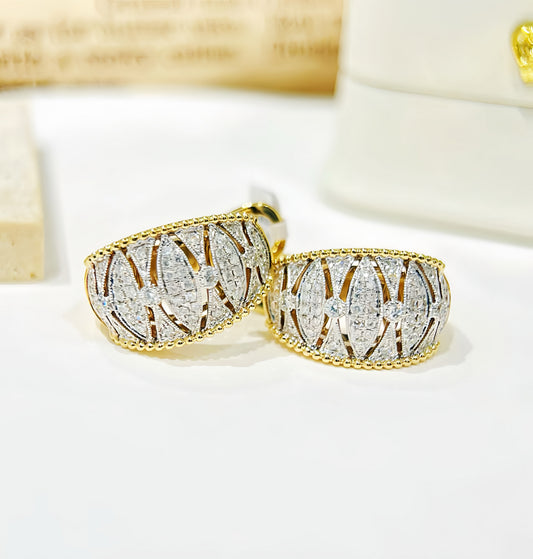 Vintage 18k Gold Diamond Earring (Item No. VT393）