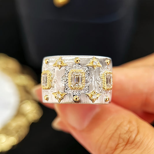 Vintage 18k Gold Diamond Ruby Ring (Item No. VT439）