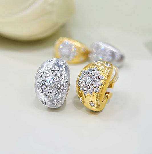 Vintage 18k Gold Diamond Earring (Item No. VT397）