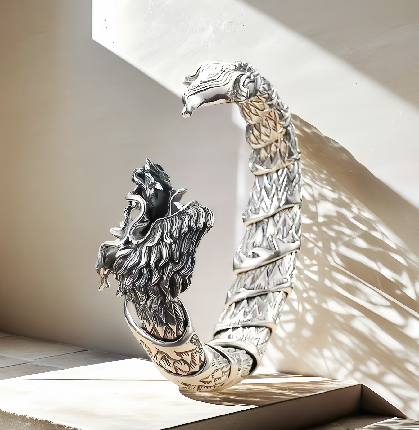 Flying Dragon Silver Bangle  (Item No. B0122)