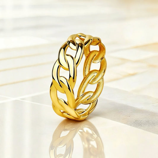 Curb Link 18k Gold Ring (Item No. HFR002）