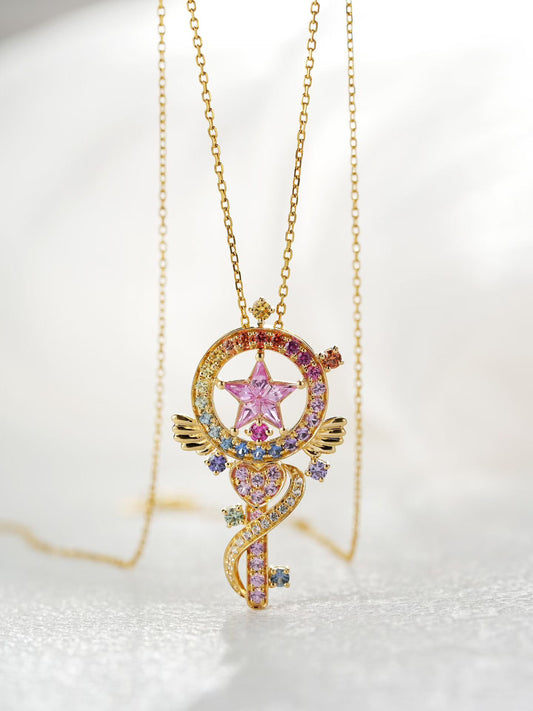 Music Rainbow Sapphire 18k Gold Pendant (Item No. SA142）