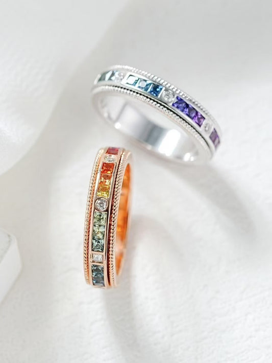 Rainbow Sapphire 18k Gold Ring (Item No. SA125）