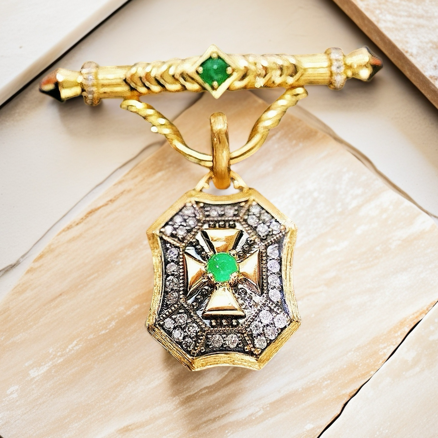 Vintage 18k Black Gold Diamond Pendant (Item No. VT088）