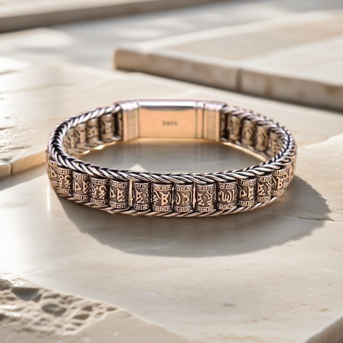 Prayer Wheel Buddha Silver Bracelet Chain (Item No. B0088)