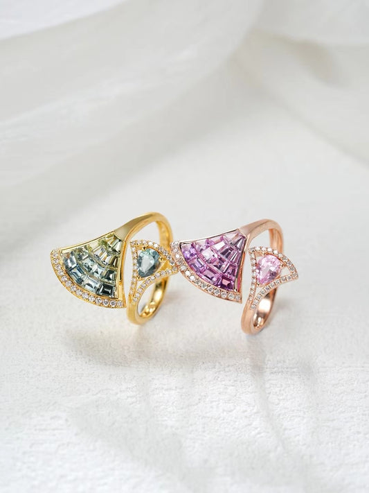 Rainbow Sapphire 18k Gold Ring (Item No. SA071）