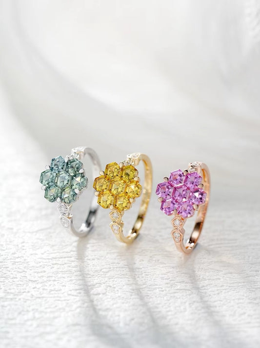 Rainbow Sapphire 18k Gold Ring (Item No. SA064）
