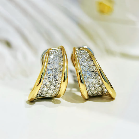Vintage 18k Gold Diamond Earring (Item No. VT438）
