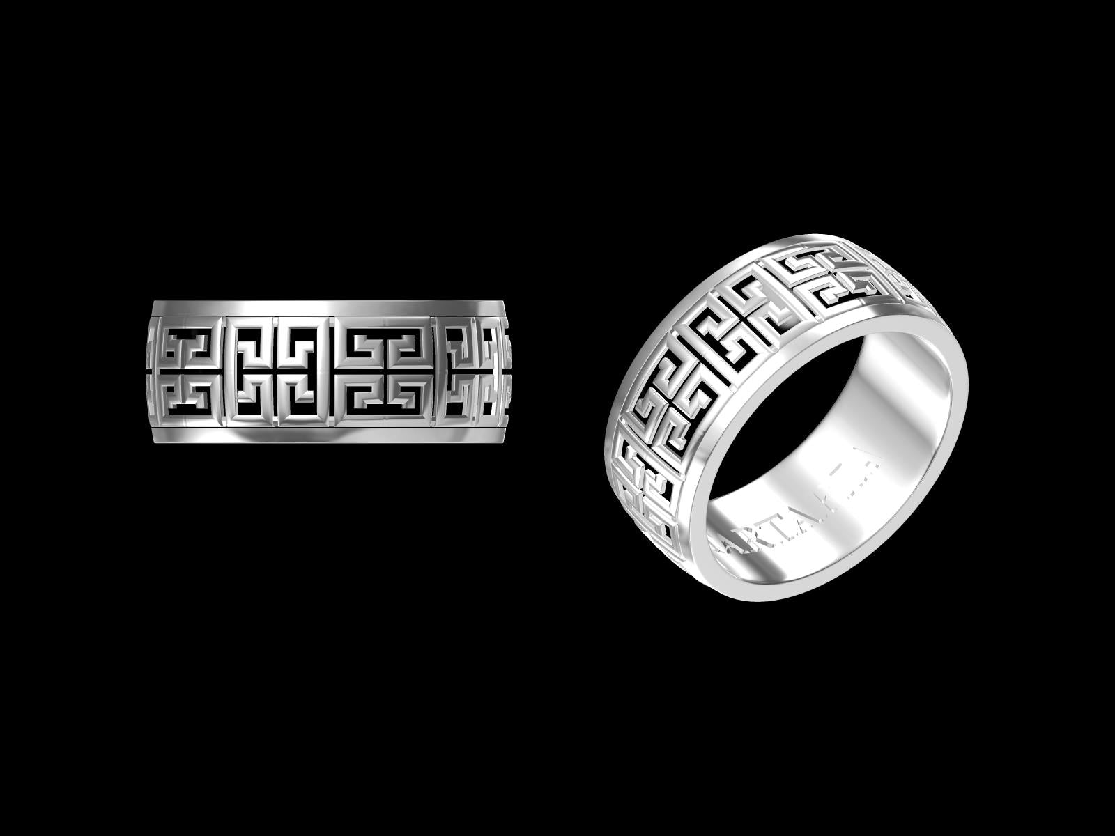 Greek Key 9k/14k/18k Gold Ring (Item No. GR0003） Tartaria Onlinestore
