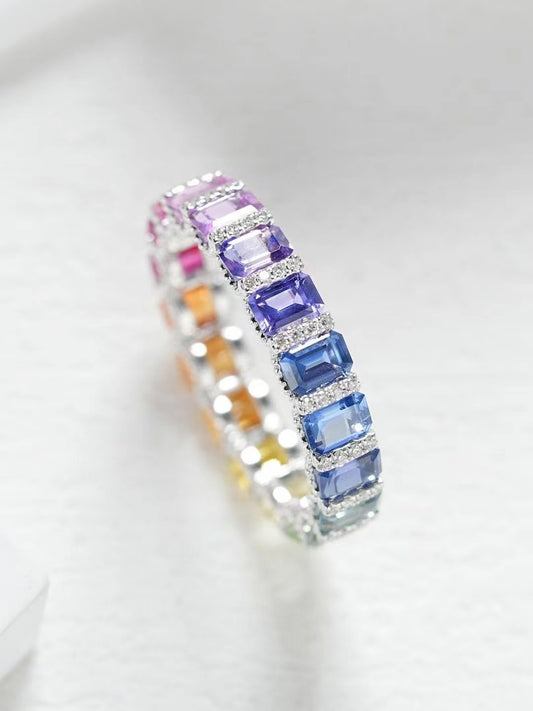 Rainbow Sapphire 18k Gold Ring (Item No. SA070）