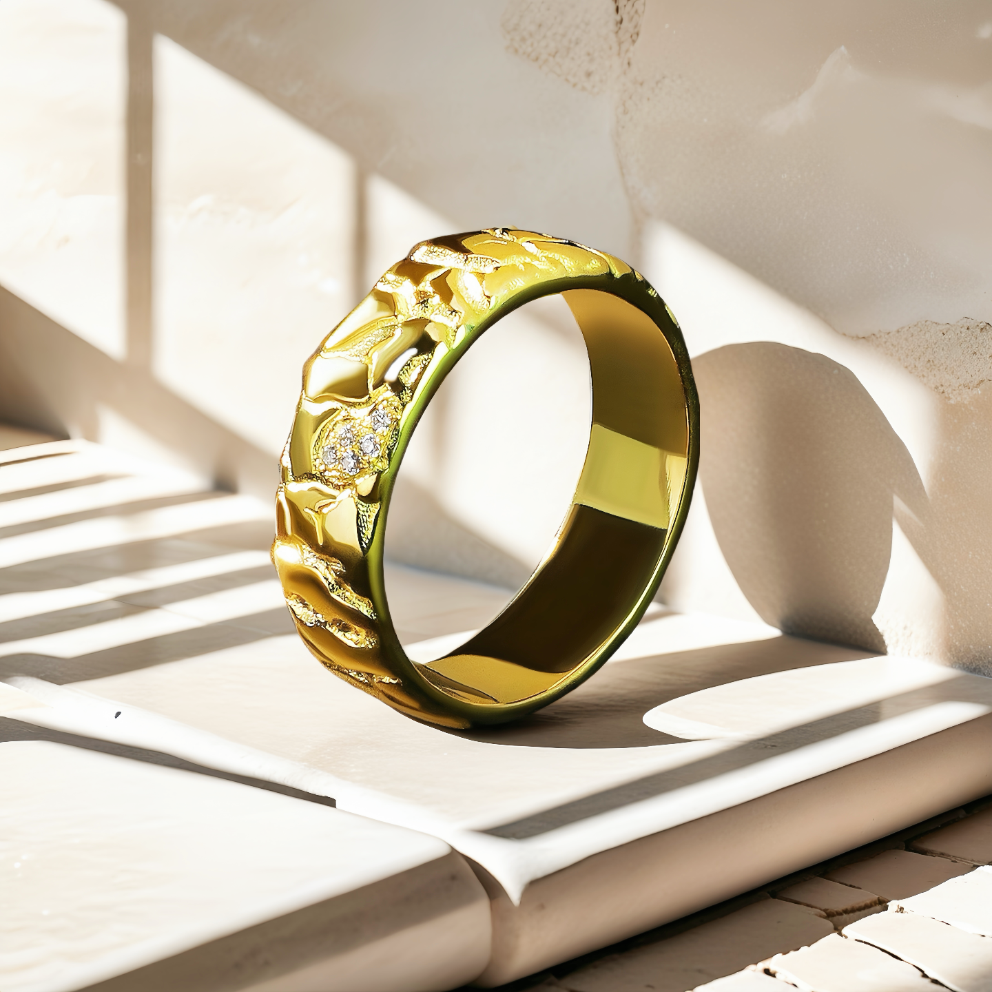 Cracking Stone Diamond 925 Sterling Silver/9k/14k/18k Gold Ring (Item No. GR0007）