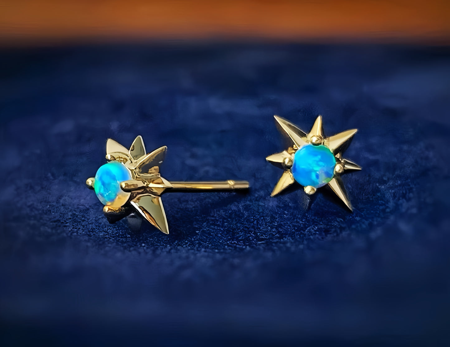 Galaxy Star Moon Globe 18k Gold Crystal Opal Diamond Earring (Item No. VT068）