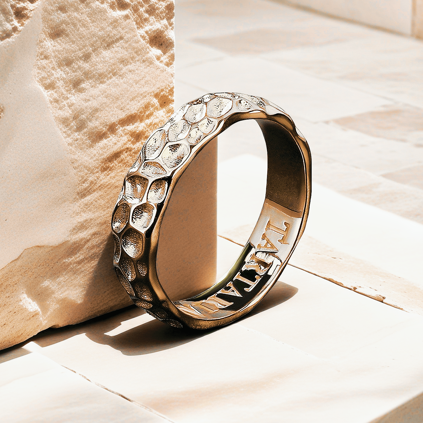 Hammered Sterling Silver/9k/14k/18k Gold Ring (Item No. GR0005）