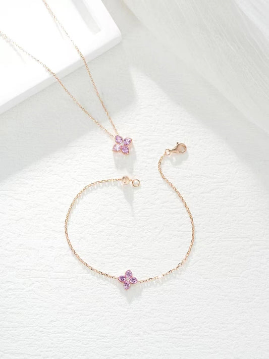 Four Leaf Clover Rainbow Sapphire 18K Gold Bracelet (Item No. SA040）