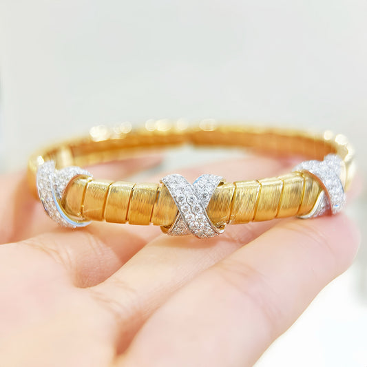 Weaving Vintage 18k Gold Diamond Bracelet (Item No. VT340)