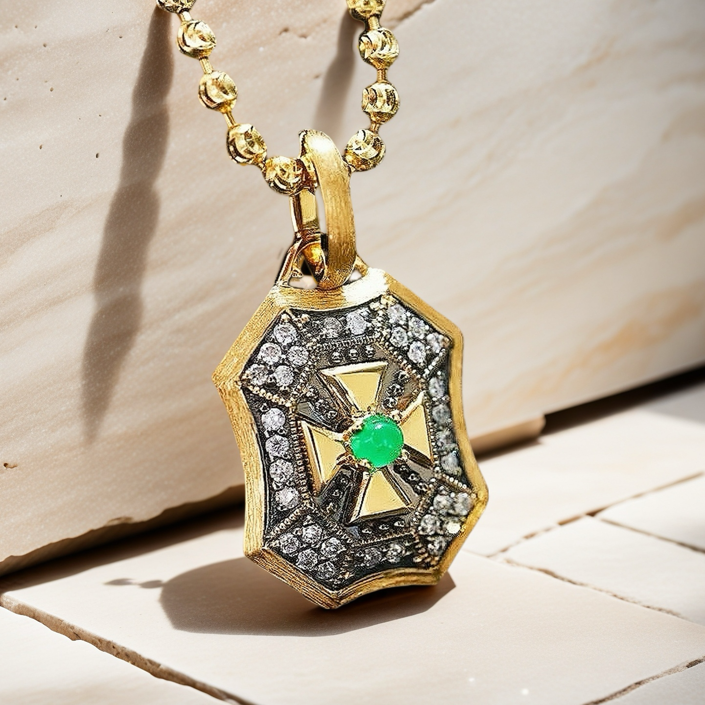 Vintage 18k Black Gold Diamond Pendant (Item No. VT088）