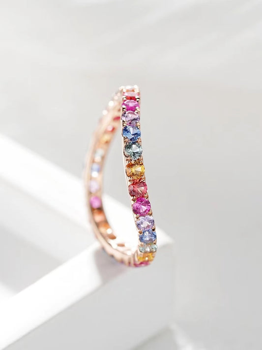 Rainbow Sapphire 18k Gold Ring (Item No. SA032）