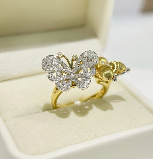 Butterfly Vintage 18k Gold Diamond Ring (Item No. VT320)