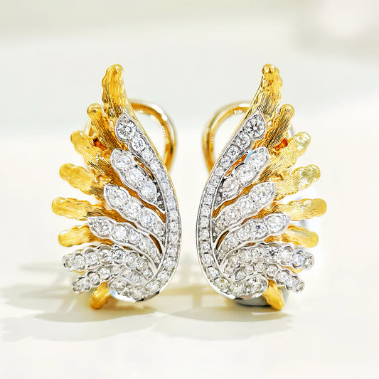Feather Vintage 18k Gold Diamond Earring (Item No. VT325)