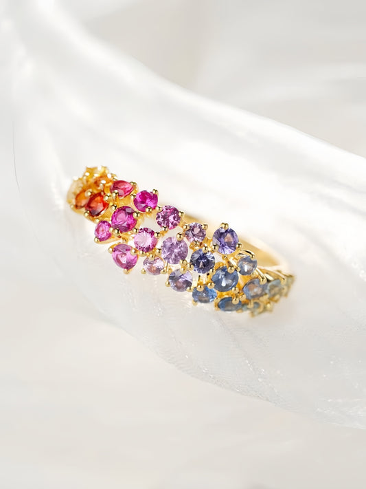 Rainbow Sapphire 18k Gold Ring (Item No. SA133）