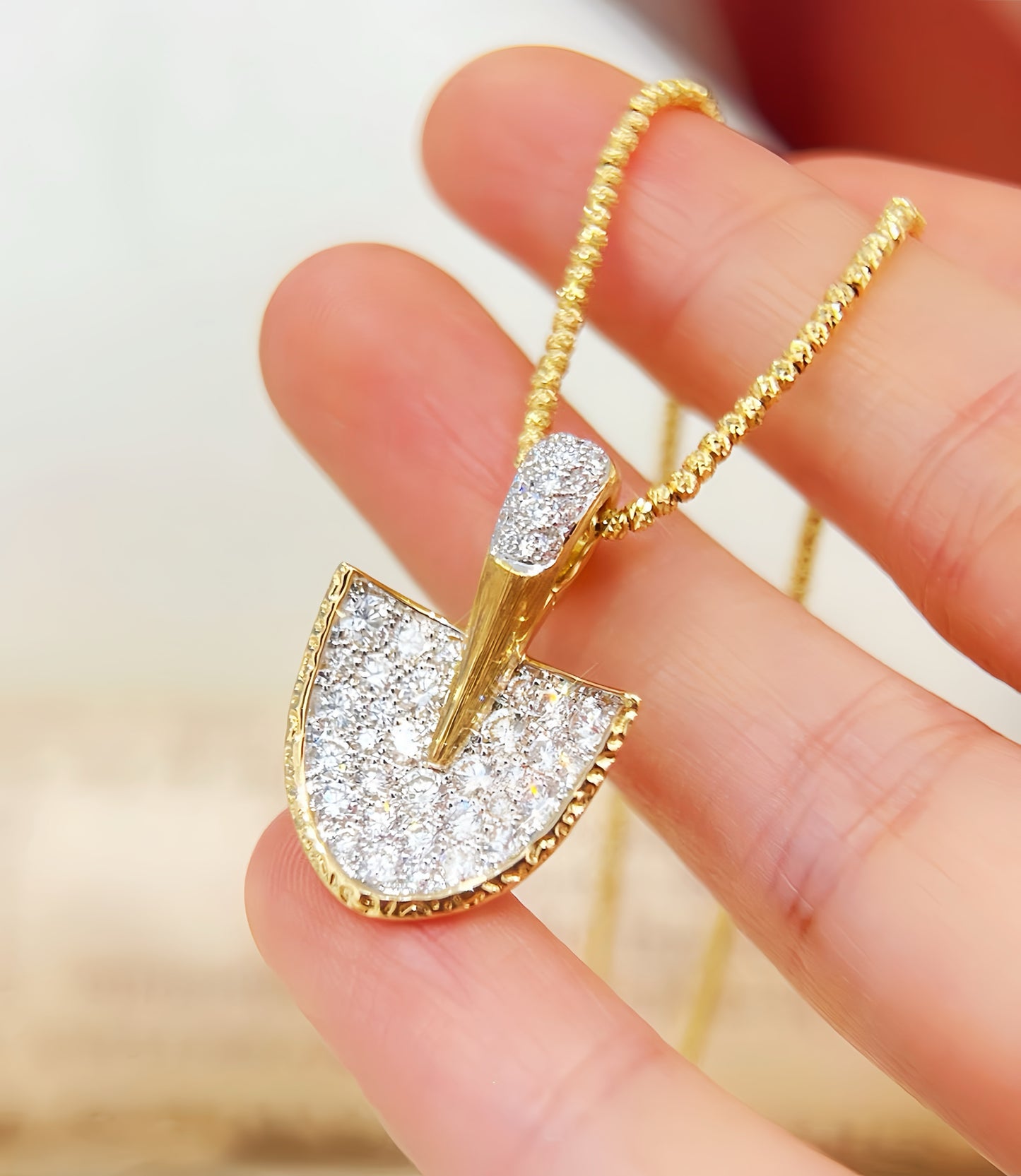 Gold Shovel Vintage 18k Gold Diamond Pendant (Item No. VT323)