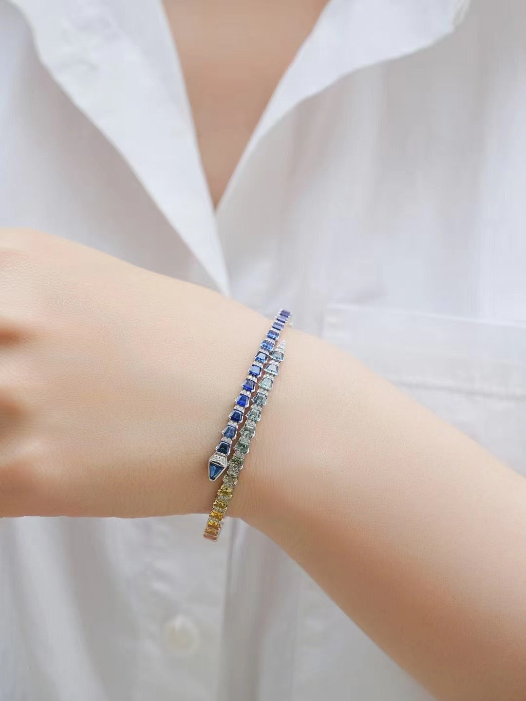 Rainbow Sapphire 18k Gold Bracelet (Item No. SA079）