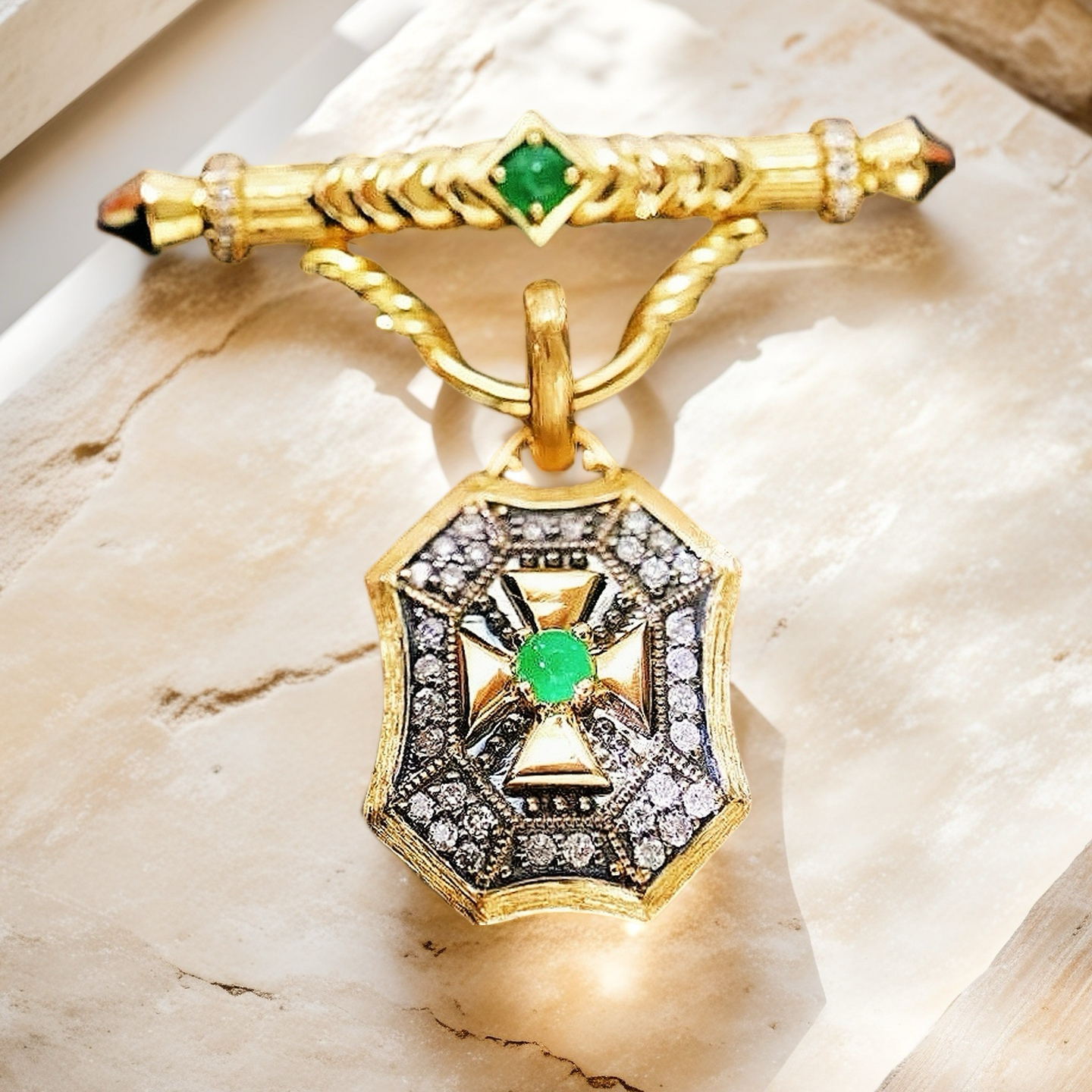 Vintage 18k Black Gold Diamond Pendant (Item No. VT088）