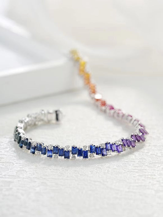 Rainbow Sapphire 18k Gold Bracelet (Item No. SA100）