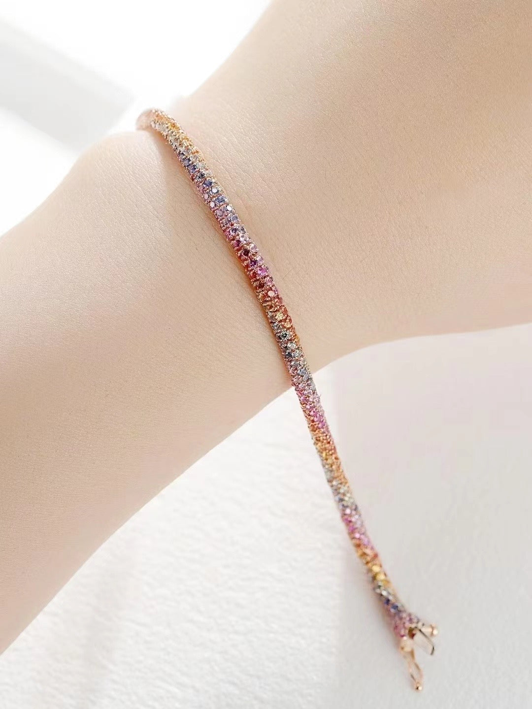 Rainbow Sapphire 18K Gold Bracelet (Item No. SA005）