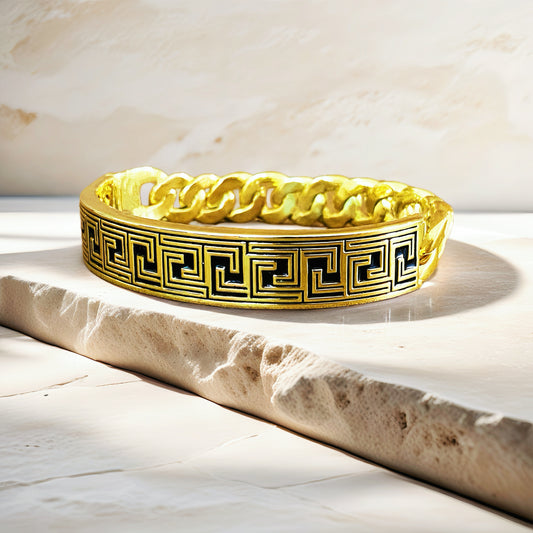 Greek Key Enamel Sterling Silver/9k/14k/18k Bracelet Chain (Item No. GB0004）