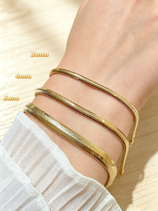 4mm Snake 18K Gold Bracelet (Item No. HFB012-2）