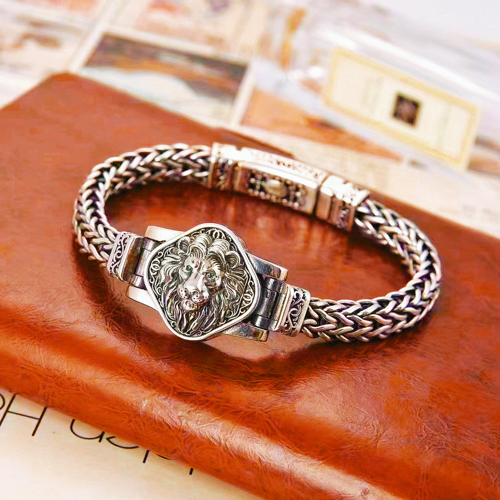 Lion Braided Silver Bracelet (Item No. B0641）