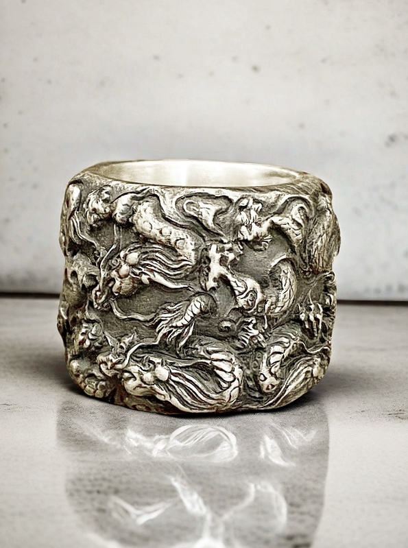 Nine Dragon Silver Ring (Item No. R0125)