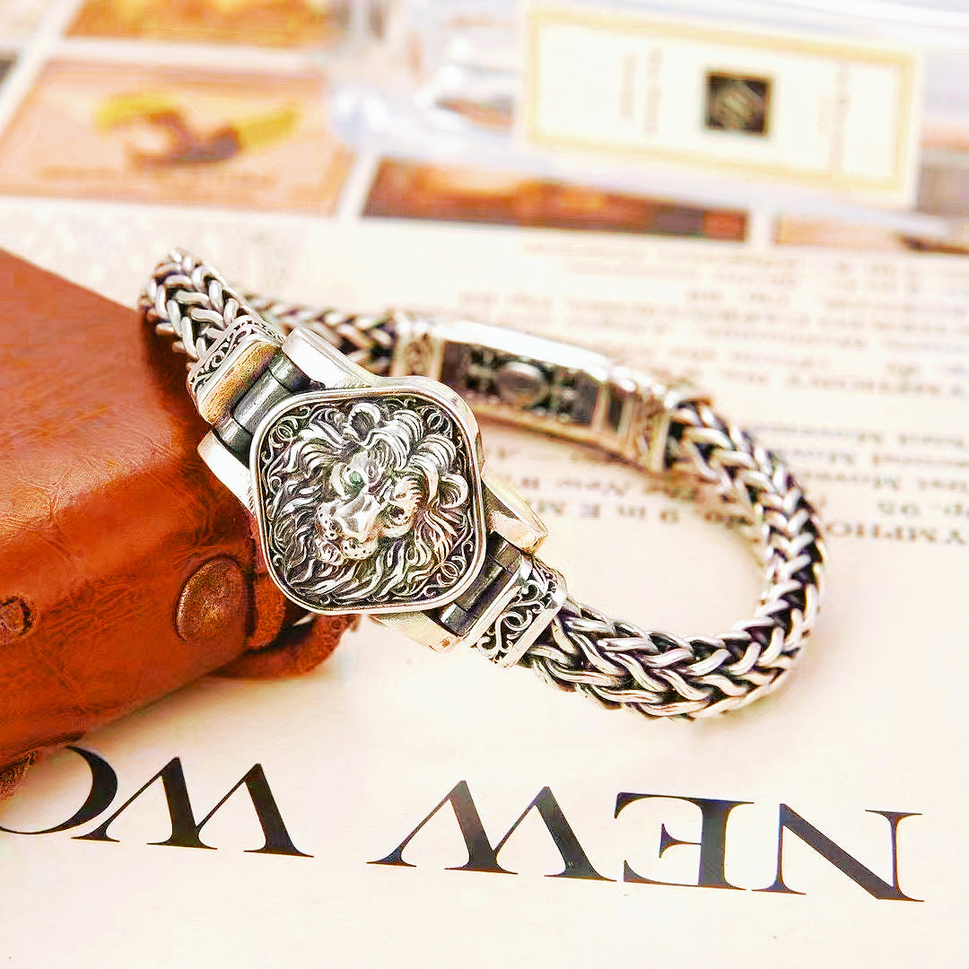 Lion Braided Silver Bracelet (Item No. B0641）