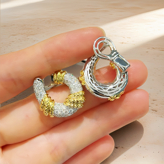 Vintage 18k Gold Diamond Earring (Item No. VT233）