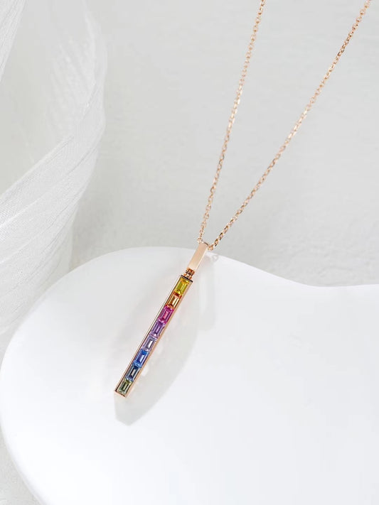 Rainbow Sapphire 18k Gold Pendant (Item No. SA074）