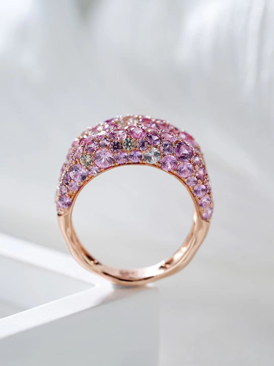 Monet's Garden Rainbow Sapphire 18k Gold Ring (Item No. SA053）