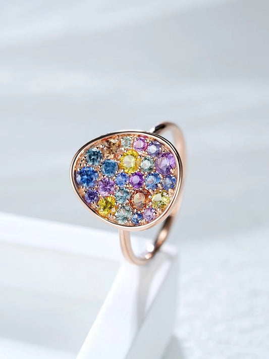 Rainbow Sapphire 18k Gold Ring (Item No. SA059）