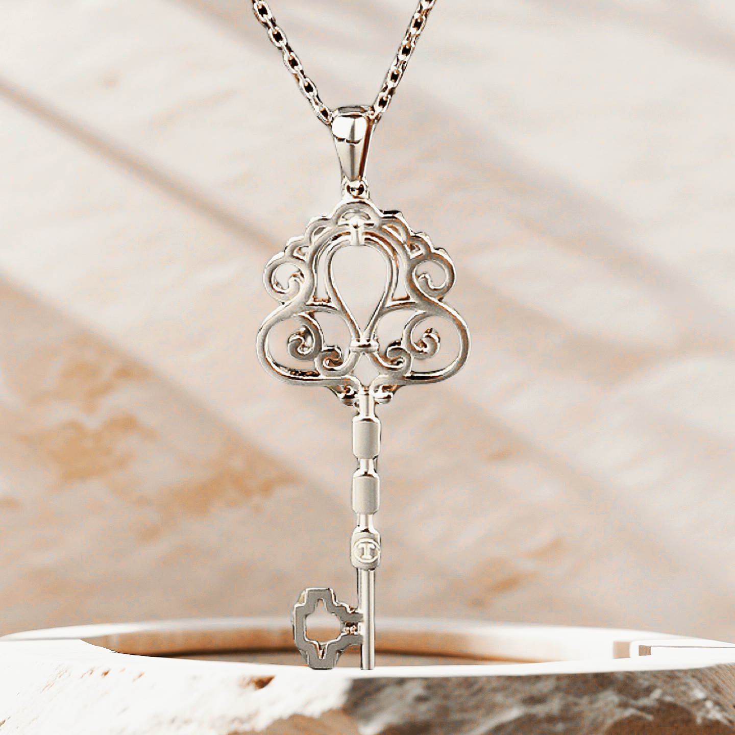 Renaissance Key Diamond 925 Sterling Silver/9k/14k/18k Gold Pendant (Item No. GP0001）