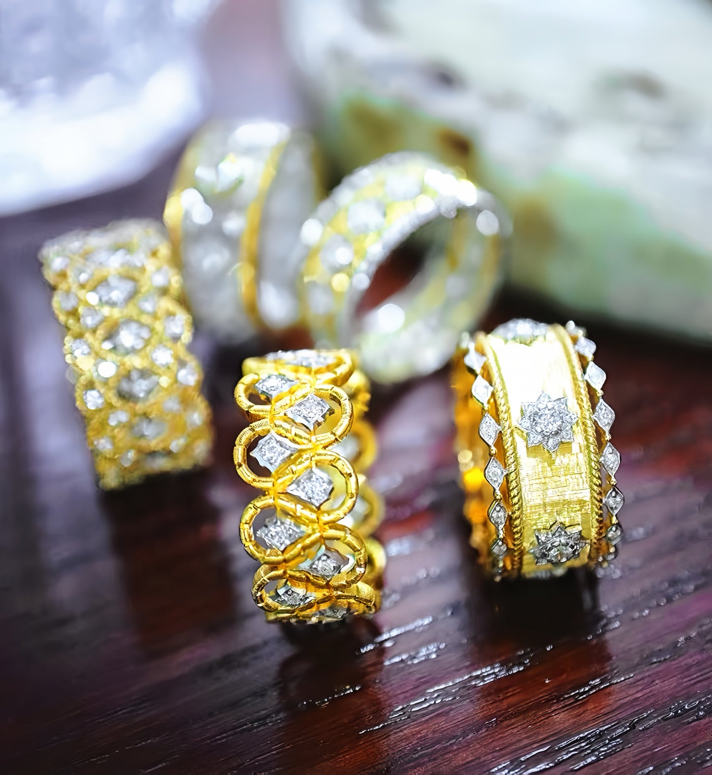 GuipureLace Vintage 18k Gold Diamond Ring (Item No. VT026）