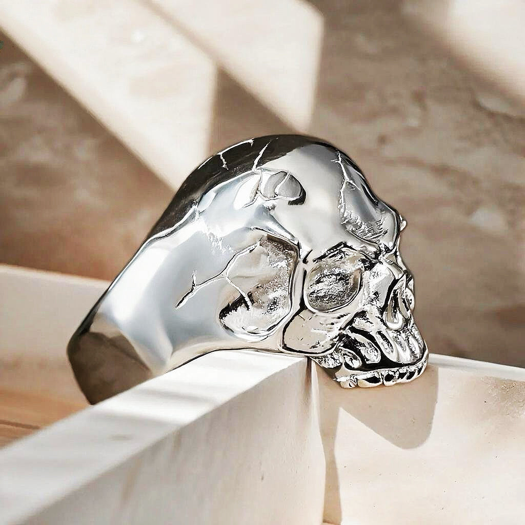 Half Jaw Skull Silver Ring (Item No. TDRS0011）
