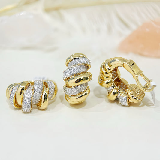 Vintage 18k Gold Diamond Earring (Item No. VT335)