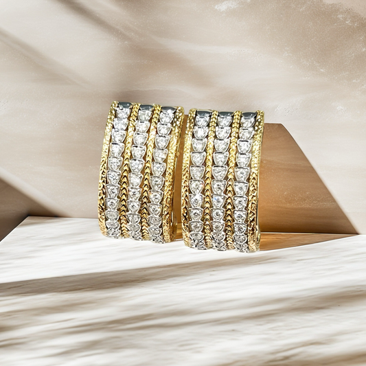 Vintage 18k Gold Diamond Earring (Item No. VT018）