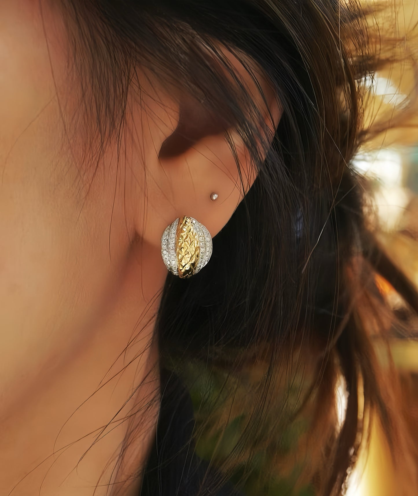 Vintage 18k Gold Diamond Earring (Item No. VT072）