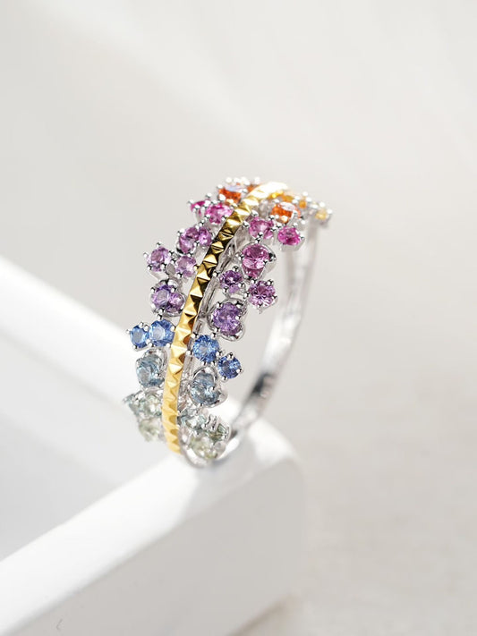 Rainbow Sapphire 18k Gold Ring (Item No. SA136）